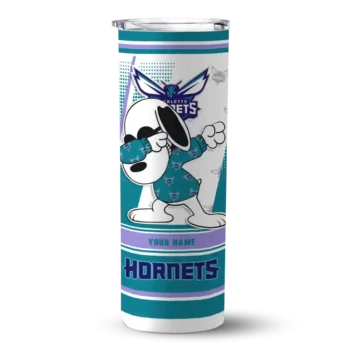 personalized charlotte hornets snoopy dog teal white skinny tumbler best selling 1.webp