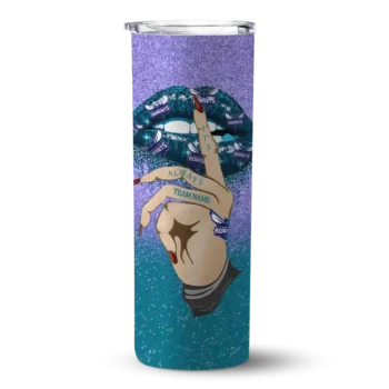 personalized charlotte hornets sparkle lips teal skinny tumbler best selling 1.webp