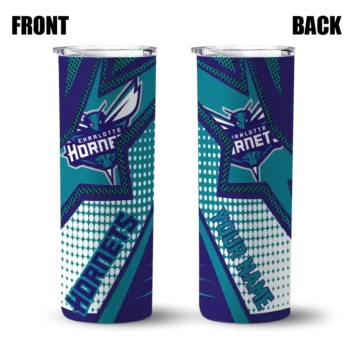 personalized charlotte hornets web stripes teal white skinny tumbler fashion forward 1.webp