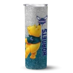 personalized charlotte hornets winnie the pooh teal gray skinny tumbler best selling 1.webp