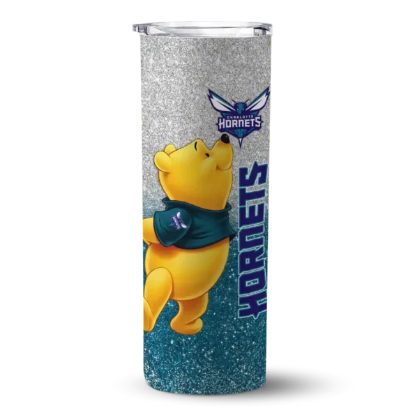 personalized charlotte hornets winnie the pooh teal gray skinny tumbler best selling 1.webp