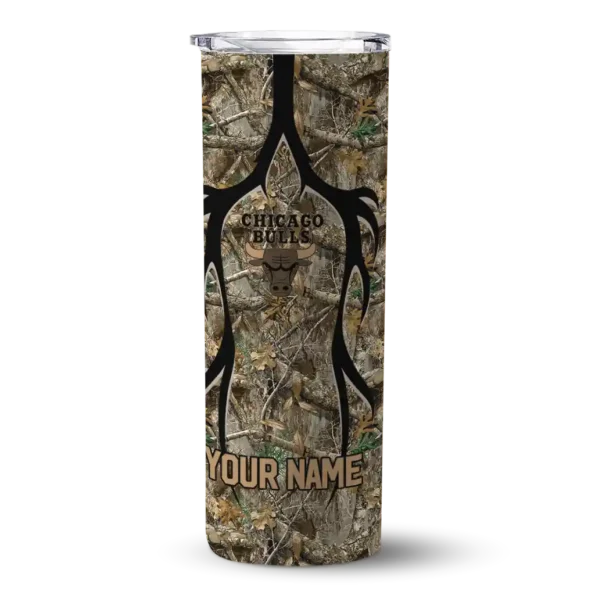 personalized chicago bulls antler flow camo skinny tumbler best selling 1.webp