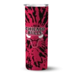 personalized chicago bulls metallic grid red skinny tumbler best selling 1.webp