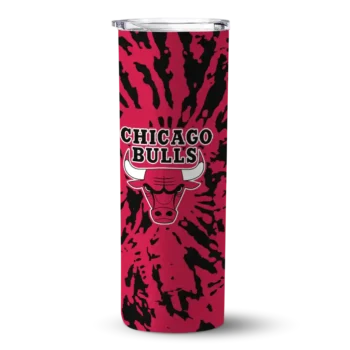 personalized chicago bulls metallic grid red skinny tumbler best selling 1.webp