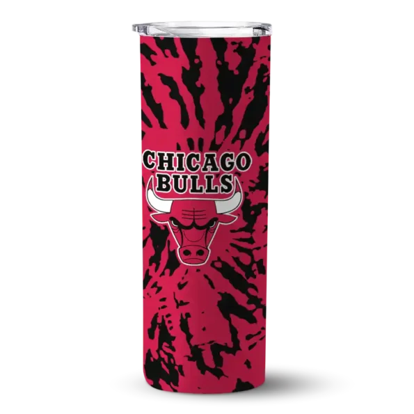 personalized chicago bulls metallic grid red skinny tumbler best selling 1.webp