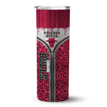 personalized chicago bulls sparkle drip red skinny tumbler best selling 1.webp