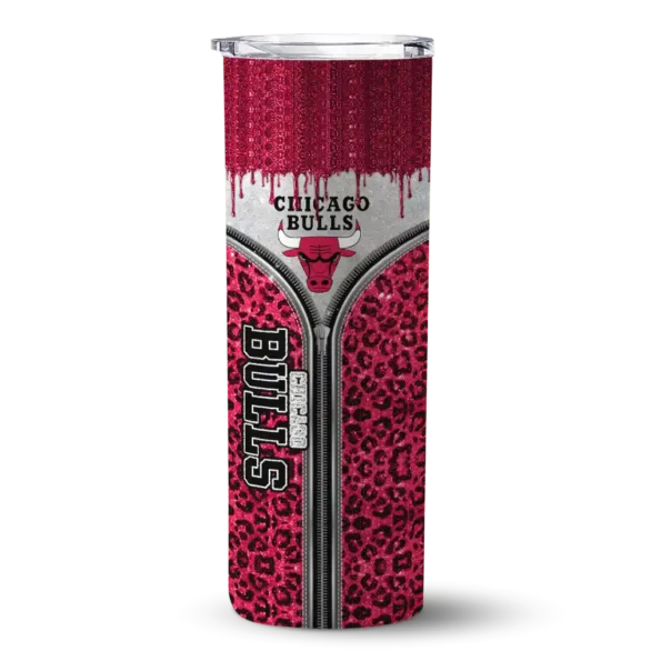 personalized chicago bulls sparkle drip red skinny tumbler best selling 1.webp