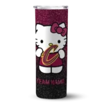 personalized cleveland cavaliers hello kitty wine black skinny tumbler best selling 1.webp