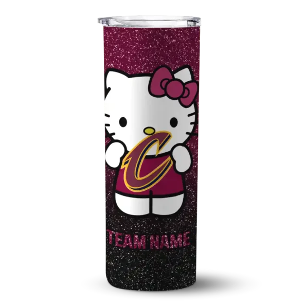 personalized cleveland cavaliers hello kitty wine black skinny tumbler best selling 1.webp