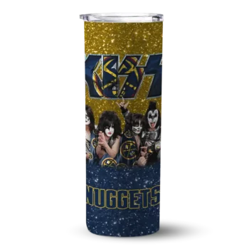 personalized denver nuggets kiss band yellow skinny tumbler best selling 1.webp