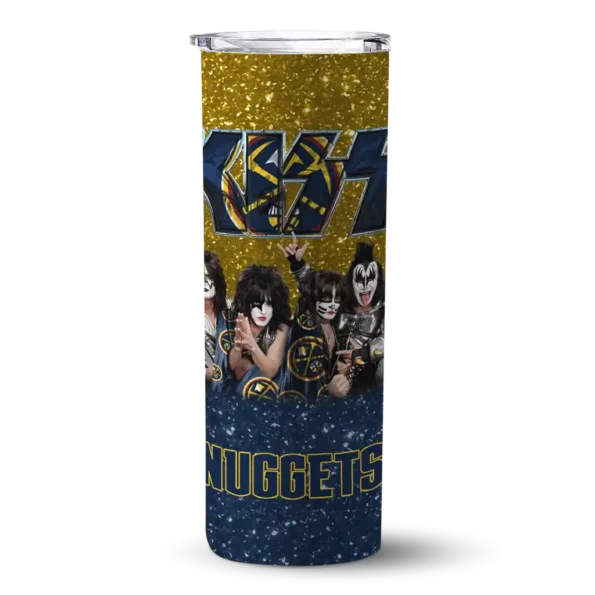 personalized denver nuggets kiss band yellow skinny tumbler best selling 1.webp