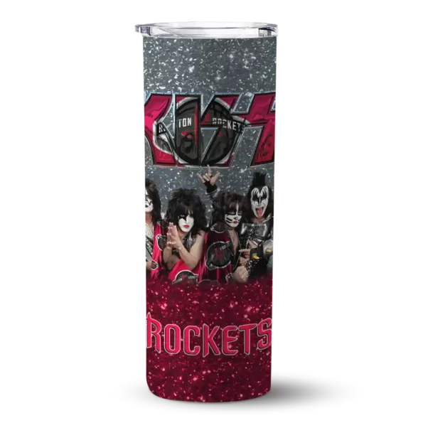 personalized houston rockets kiss band grey skinny tumbler best selling 1.webp