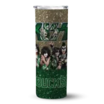 personalized milwaukee bucks kiss band cream skinny tumbler best selling 1.webp