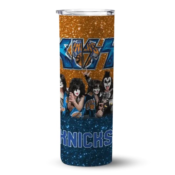 personalized new york knicks kiss band orange skinny tumbler best selling 1.webp
