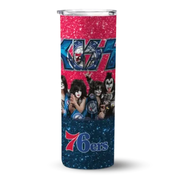 personalized philadelphia 76ers kiss band red skinny tumbler best selling 1.webp