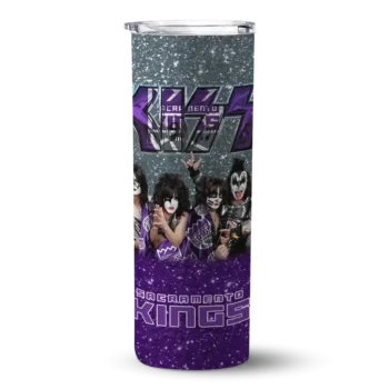 personalized sacramento kings kiss band grey skinny tumbler best selling 1.webp