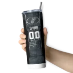 personalized san antonio spurs stacked diamond silver skinny tumbler best selling 1.webp