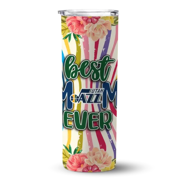 utah jazz flower cluster skinny tumbler best selling 1.webp